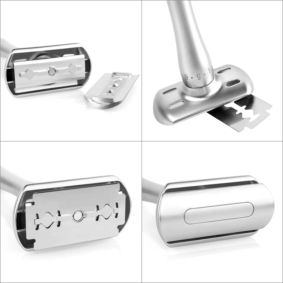 QShave Adjustable Safety Razor with Magnetic Cover 1 Razor 1 Blade Disposal Case & 5 blades 5