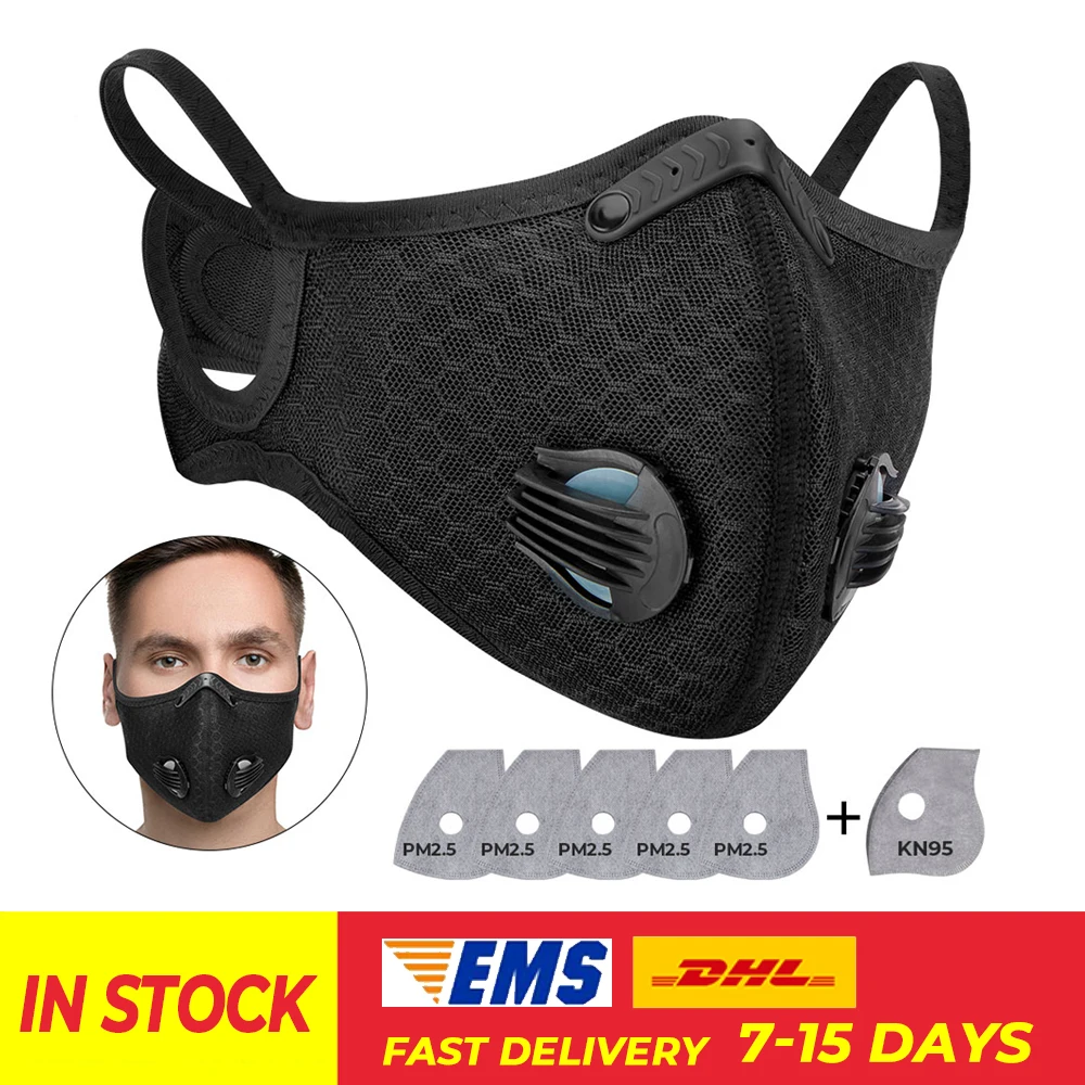 

PM2.5 Motorcycle Dust Mask Respirator Reusable Washable Mask With Replaceable Filters Anti-Pollution Cycling Outdoor Face Mask