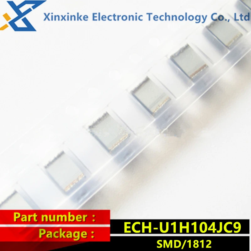 10PCS ECHU1H104JC9 SMD Metallized Film Capacitor 0.1uF 50VDC 5% 2% PPS 1812 ECH-U1H104GC9 CBB Polyester Capacitance