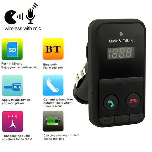 

Wireless Bluetooth Car LCD FM Transmitter Modulator USB Handsfree Fast Charger Car Kit MP3 Player Car Accessories with Remote