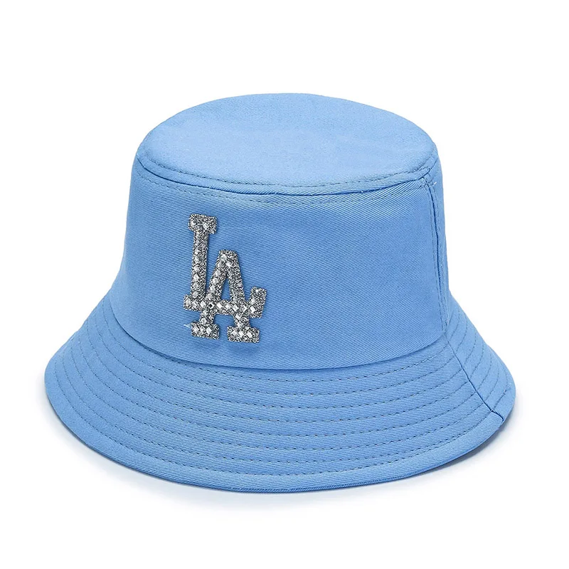 LA Bucket Hat Simulation Diamond Wonmen Men Summer Outdoor Casual Sun Cap Sunbonnet Fedoras Flat Fisherman Hats Beach Caps CP178 straw bucket hat womens