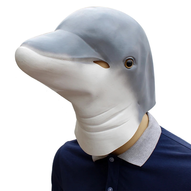 Animal Shape Dolphin Spoof Mask Party Costume Cosplay Halloween Head Gear Latex YJS Dropship