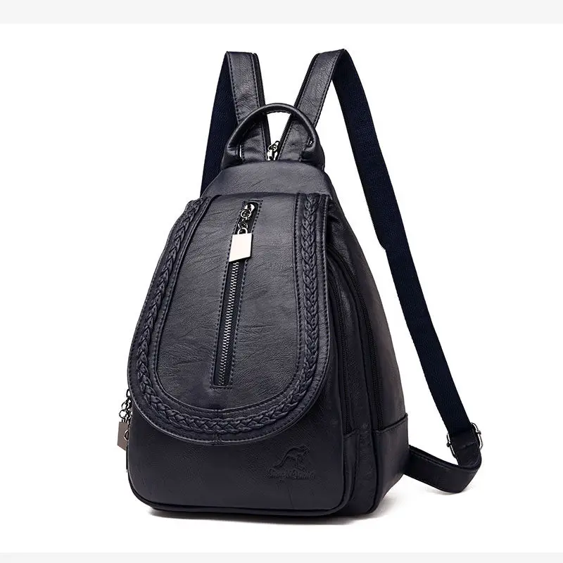 Повседневный Женский мягкий кожаный рюкзак, высококачественный рюкзак, женские школьные сумки для девочек-подростков, женский маленький рюкзак для путешествий, Mochila - Цвет: Blue