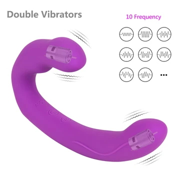 Erotic Strapless Strapon Dildo Vibrators Sexual Wireless Strap on Lesbian Double Ended Dildo Anal Plug Adult Sex Toys for Woman 3
