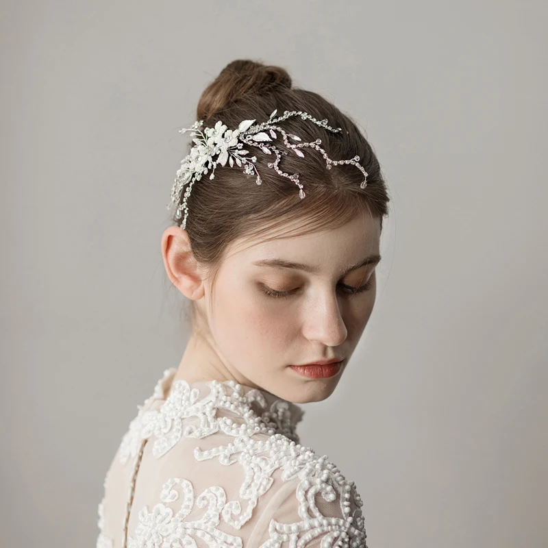 

O387 Chains Alloy flower wedding bridal hair comb with pearl bridal wedding accessory luxury girl hair ornament