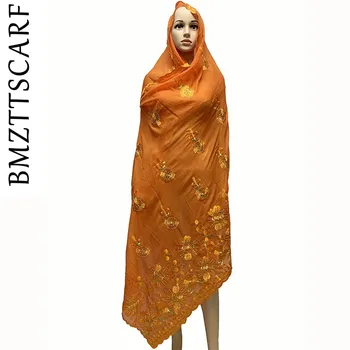 

2020 New African Women Scarfs muslim embroidery soft cotton big scarf for shawls wraps BM858