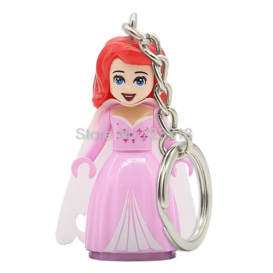 Сказочная принцесса брелок для девушек фигурка брелок для ключей Belle Beast Mulan Золушка Анна Ариэль Олаф запутанная кукла строительные блоки игрушки - Цвет: ARIEL
