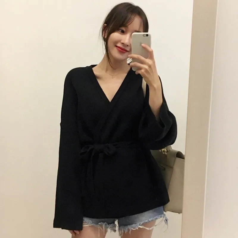 Winter Cardigan Women Clothes 2019 Korean Knitted Casual Sweater Coat with Belt Ladies Elegant Loose Jacket Outwear LW682 |