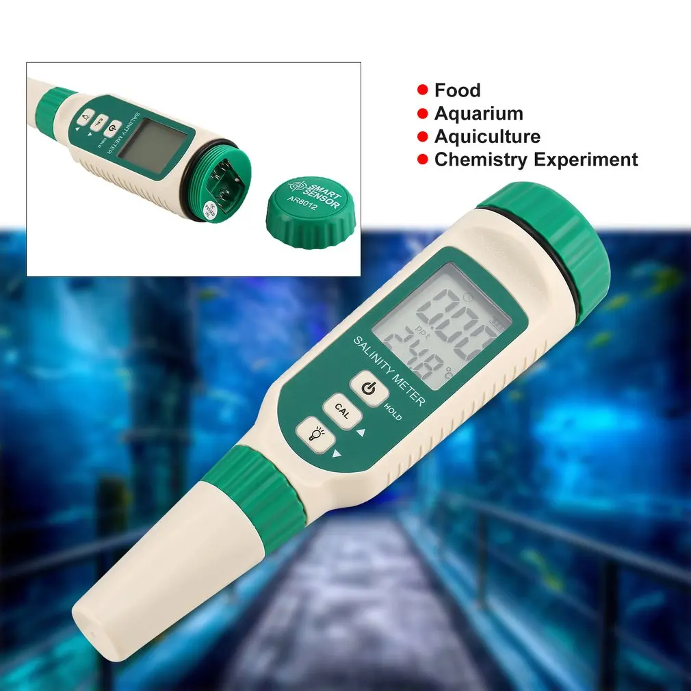 SMART SENSOR Digital Salinometer Salinity Tester Pen Food Beverages Drink Salt Content Meter ATC Handheld Seawater Measuring