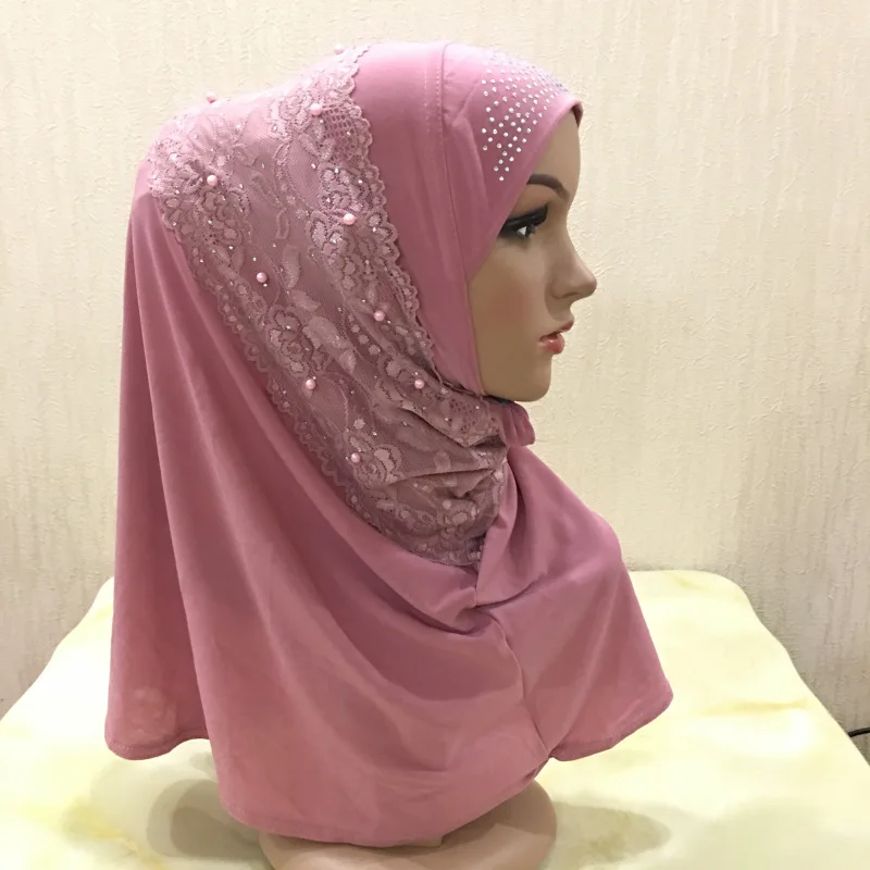 Хиджаб с кружевом шарф для мусульманских женщин и девушек Instand Hijabs шапочка