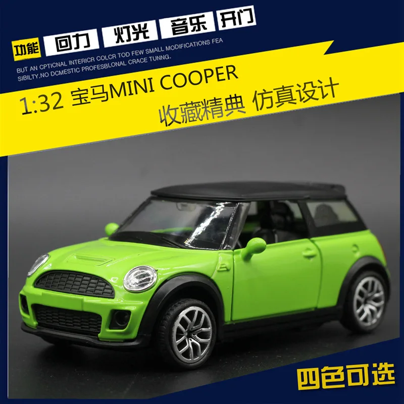 1: 32 Mini Cooper СПЛАВ модель автомобиля звук и светильник версия модели игрушечного автомобиля модель стиль
