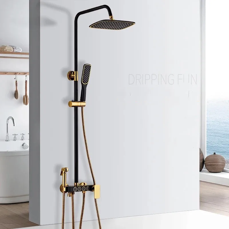 

Bathroom Shower Faucet Mixer Wall Mount 8"Rainfall Shower Set Mixer Tap Brass Tub Spout Bath Shower Mixers