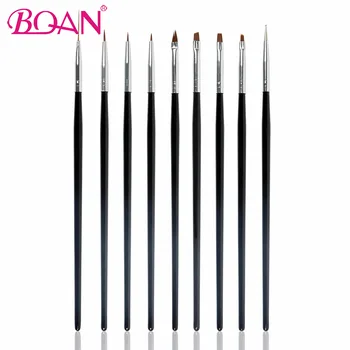 

BQAN 9pcs/set Wooden Handle Nail Art Design Brush Liner Dotting Builder Painting Drawing Carving Pen UV Gel Manicure Tool