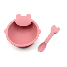 Vaisselle de bébé bol à ventouse en Silicone étanche sans BPA, bavoirs personnalisés, assiette d'alimentation pour enfants et cuillère à manche en bois 