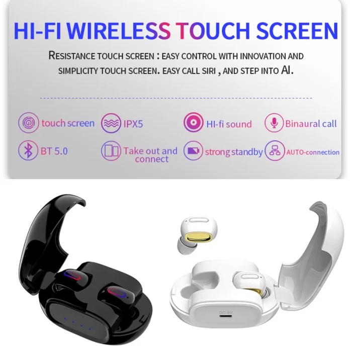 TWS беспроводные Bluetooth наушники 5,0 MIC Стерео HIFI спортивный наушник с зарядным устройством OUJ99