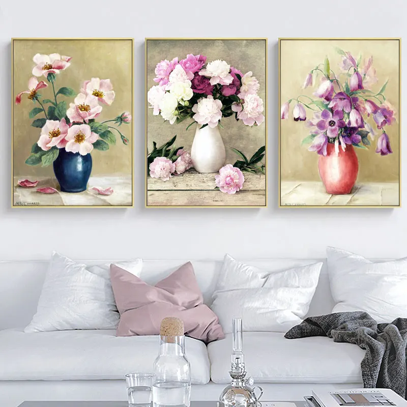Colorful Flowers In Pots Canvans Painting Posters and Prints Quadros Wall Art Picture Modern for Living Room Home Decor Cuadros | Дом и сад