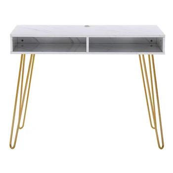 

[103x55x80cm] Marble Iron Foot Computer Table White