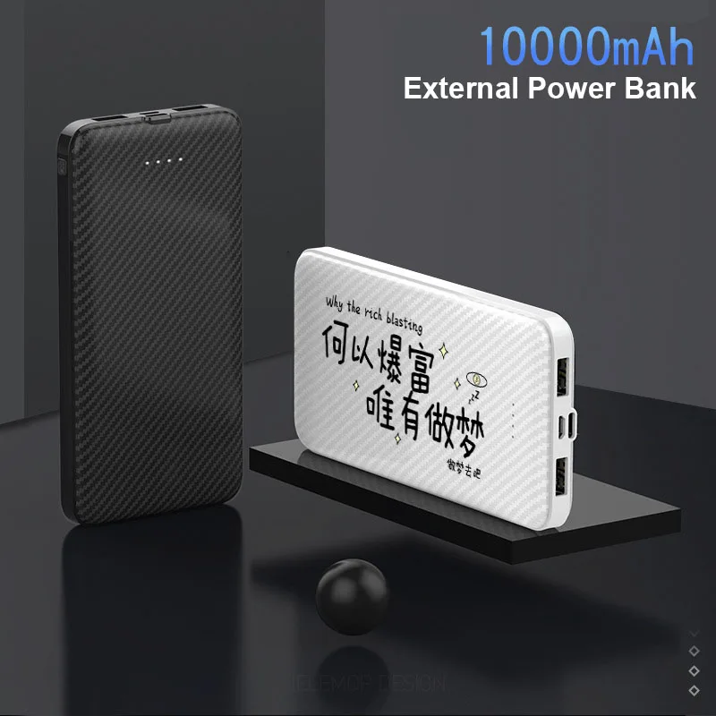 10000mAh Ultra Thin Power Bank Portable External Battery Powerbank Fast Charging Double USB OUTPUT Type C Poverbank best battery pack