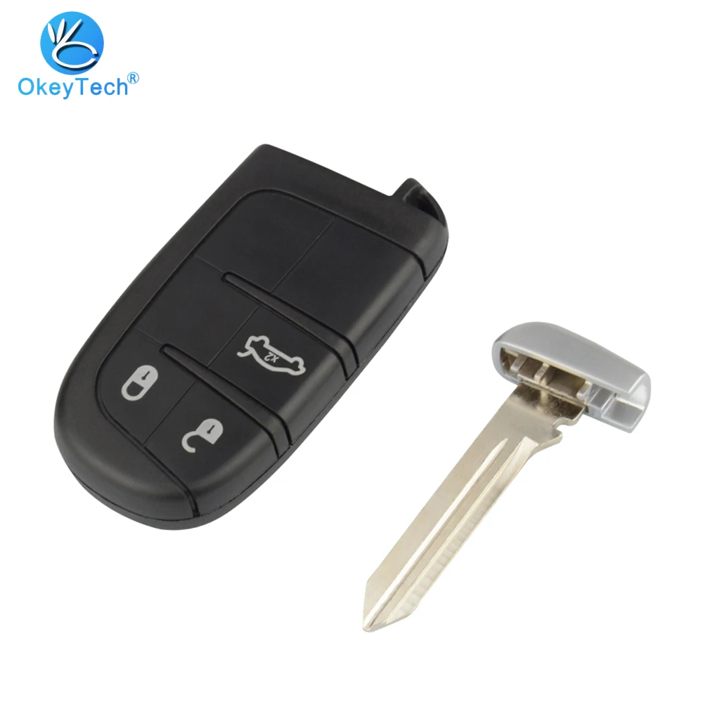 

OkeyTech for Chrysler Car Key Shell for Jeep Compass Renegade Cherokee Smart Remote Key Fob Case 3 Button Emergency Insert Blade