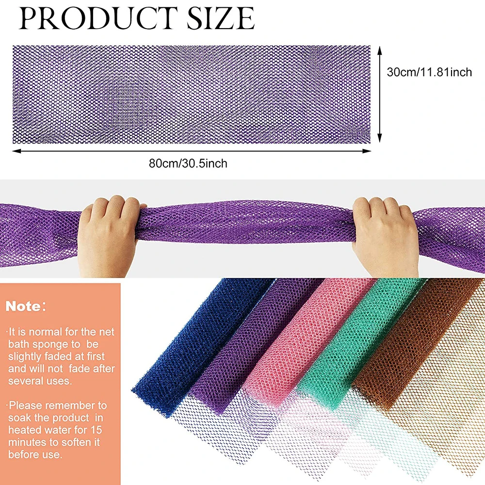 1Pcs African Net Sponge, 30x80cm African Exfoliating Body Net Scrubbing Wash Net Washcloth Long Bathing Sponge Net Shower 2