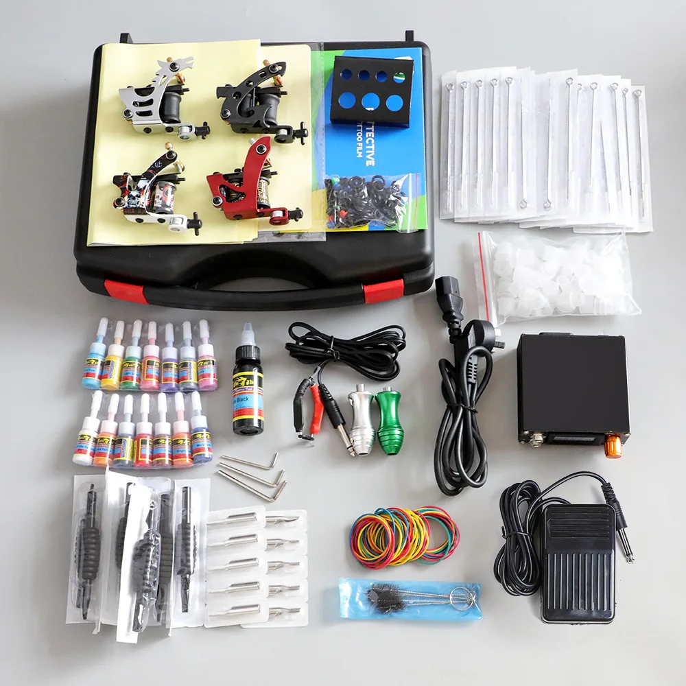 Conjunto de máquina de tatuaje Power 110V-220V, Kit de tatuaje de conversión automática, pintura de tinta completa para tatuaje grande, fabricante de arte corporal