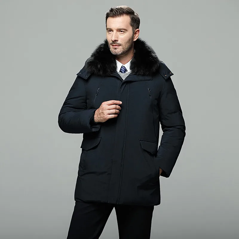 40 градусов мужские русские зимние куртки толстые теплые 90% белые пуховики пальто с меховым воротником водонепроницаемые ветровки пальто 5XL