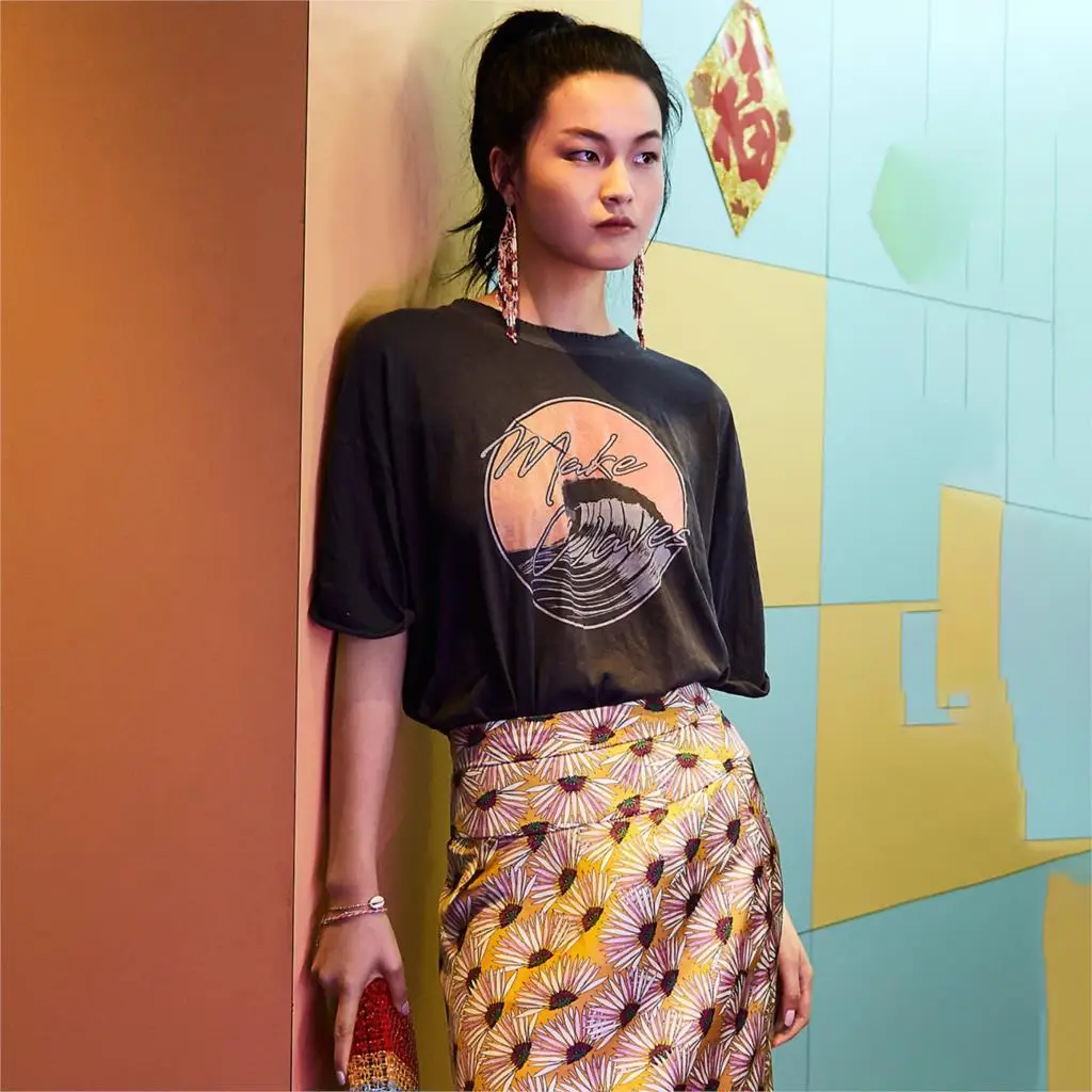 Make Waves Boyfriend Tee Женская футболка Топ с отворотами футболки с графическим принтом большие повседневные футболки летние рубашки с коротким рукавом