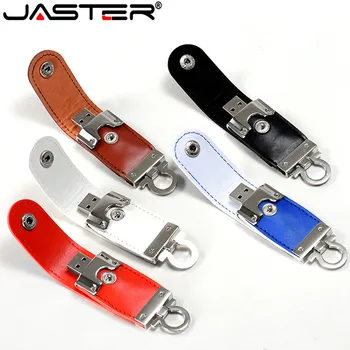 

JASTER USB 2.0 customer LOGO leather usb flash drive key chain pendrive 4GB 8GB 16GB 32GB 64GB business memory stick gift
