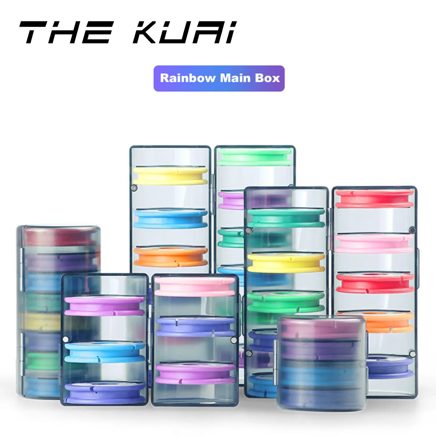 

THEKUAI Silicon ABS Fishing Tackle Box Soft EVA 10-axes Main Line Box Fish coil Fishing Line Accessories Rainbow Color Anti-fall