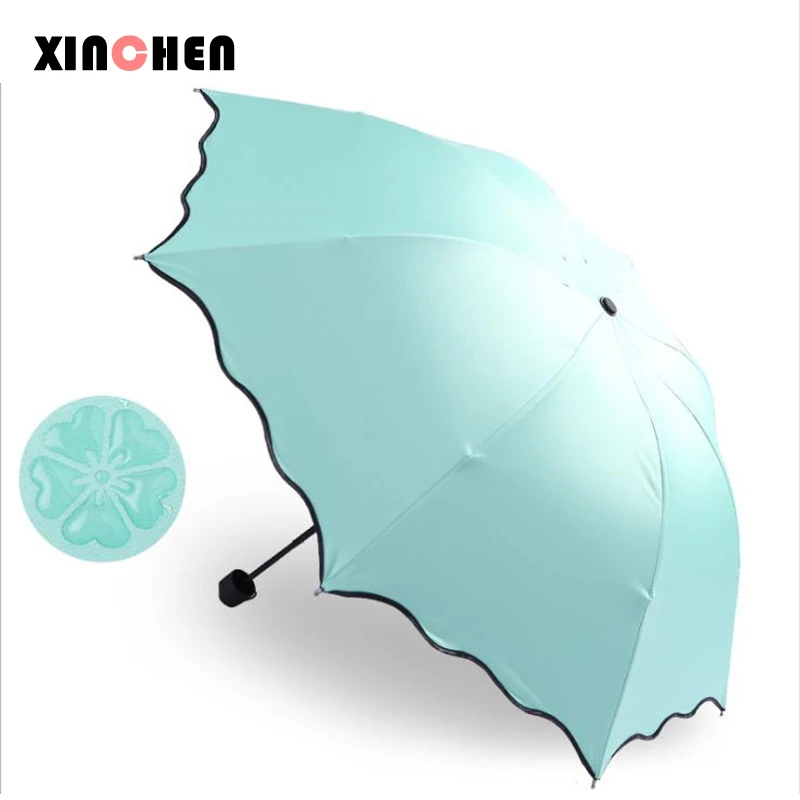 XINCHEN дамы анти-УФ Солнечный зонтик складной тройной зонт от солнца и дождя цветок