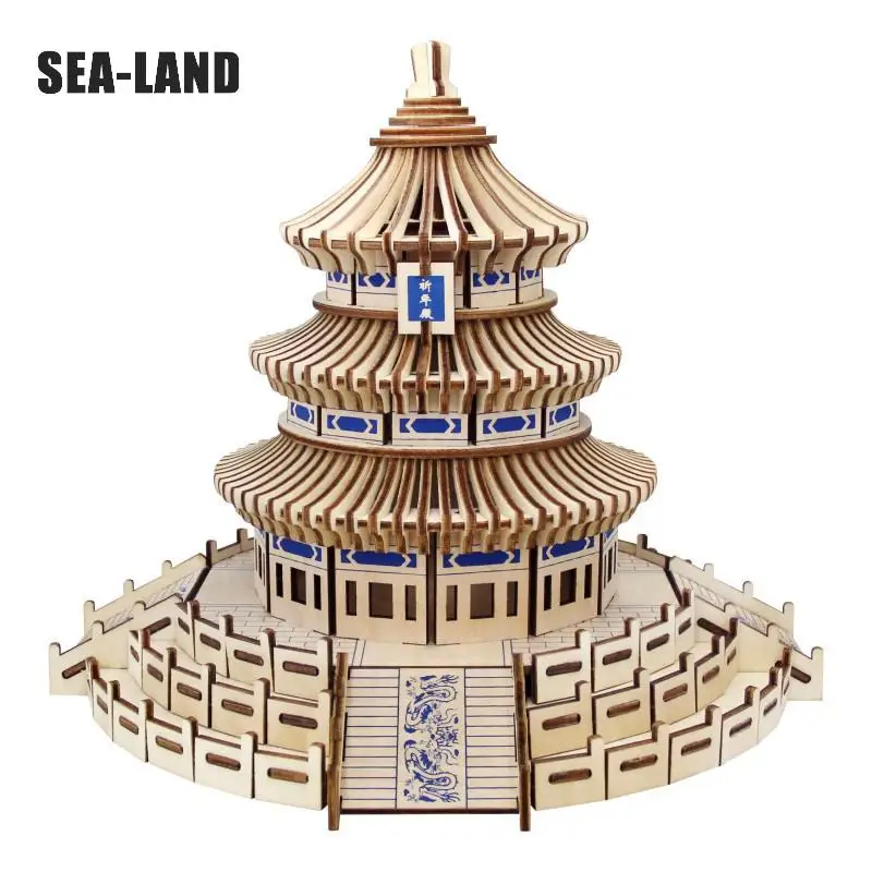 Новое поступление Diy деревянная 3D головоломка Sea land с лазерной резкой Храм Неба