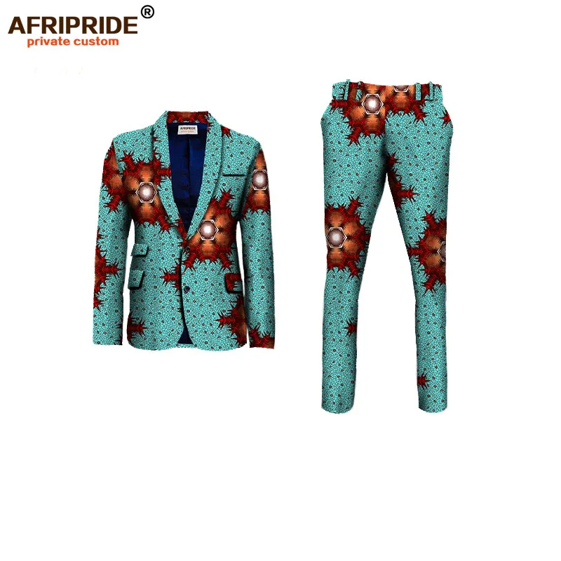 2019NEW AFRIPRIDE, индивидуальная африканская одежда для мужчин, приталенный официальный костюм, пиджак+ брюки, для свадьбы, работы, места, бизнеса, A731602