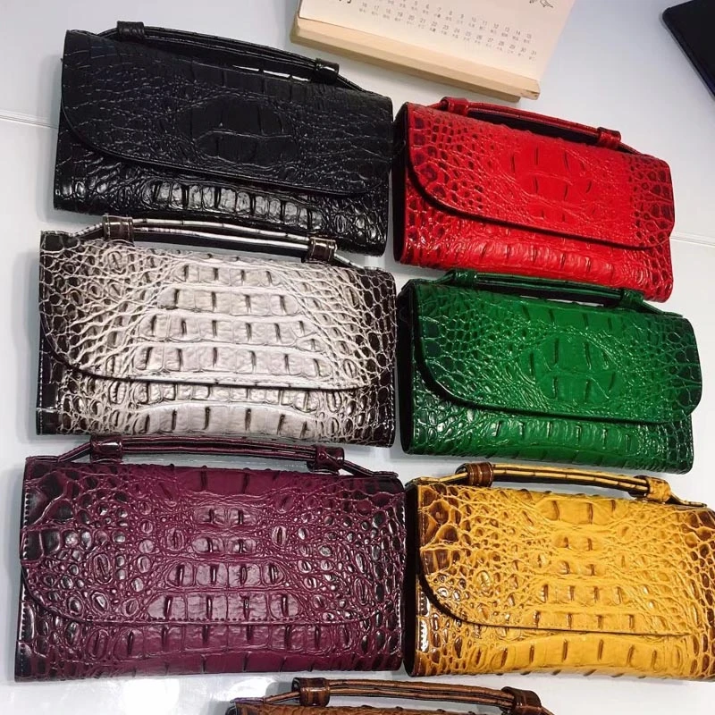Cartera de mano con de cocodrilo de vaca para mujer, bolso de mano Sexy con de para fiesta, bolso de mano de lujo|Carteras| - AliExpress