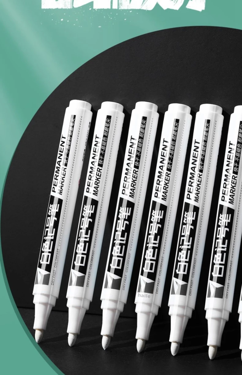 Haile 5Pcs Oily Waterproof White Marker Pen Permanent Paint Pen Graffiti Pens Painting,Tyre Tread Environmental Pen Art Supplies