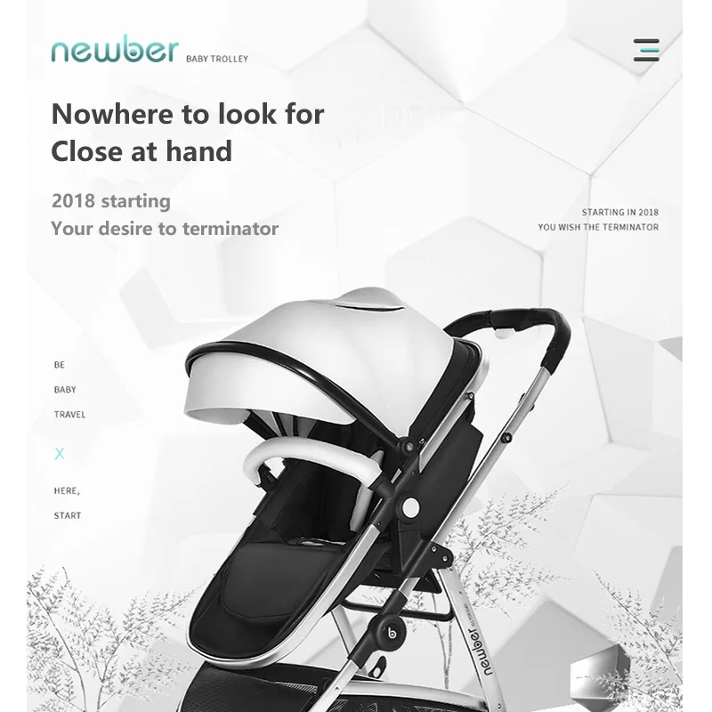 Светильник для детской коляски с высоким пейзажем, может лежать и складываться, двусторонняя коляска для новорожденных
