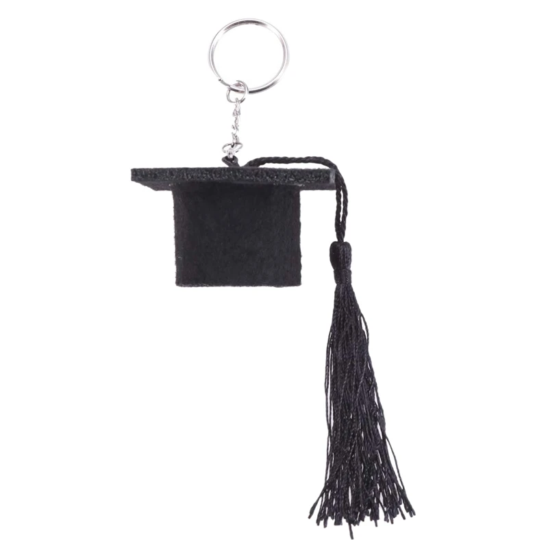 

Graduation Plush Dr. Cap Metal Pendant Keychain Doctoral Hat Shaped Charm Key Chain (Black)