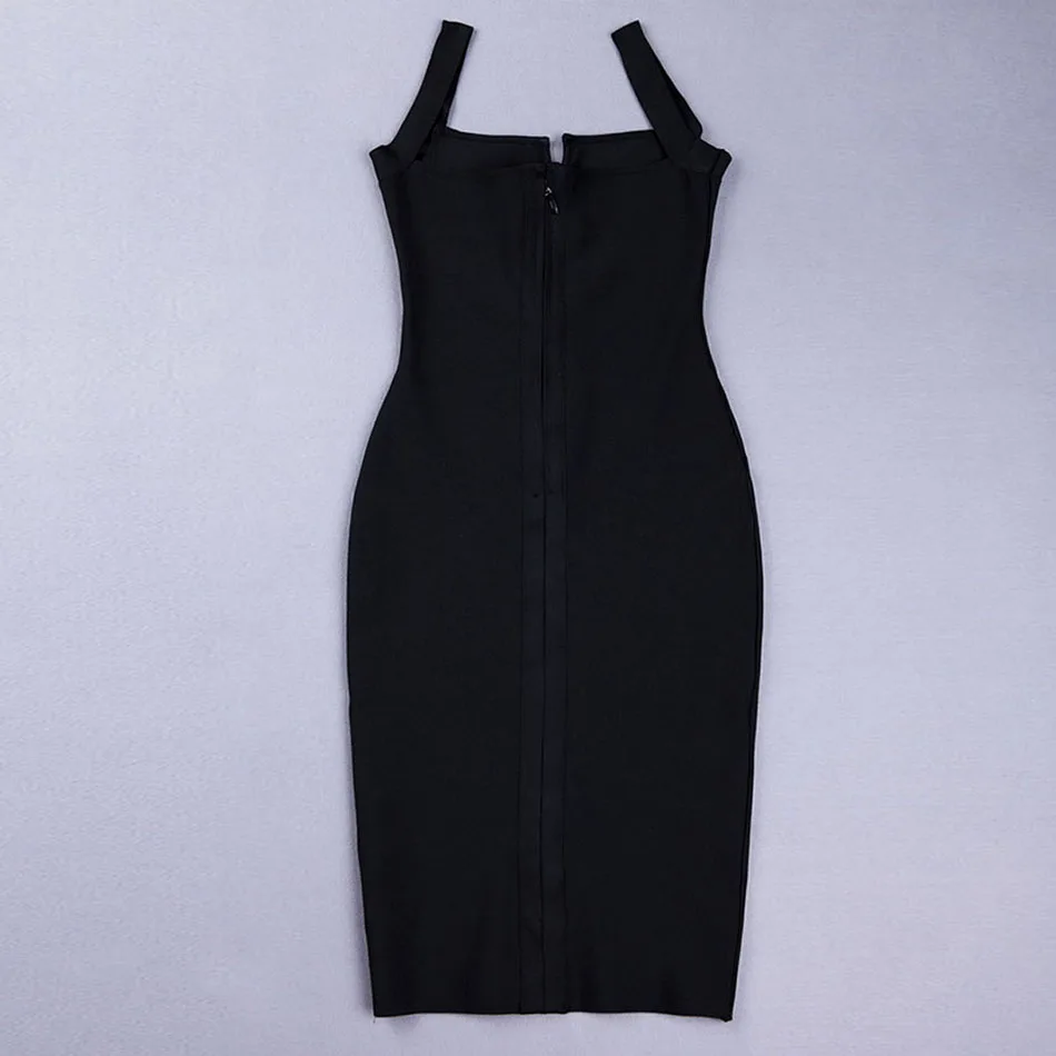 LEGER BABE Элегантное летнее Бандажное платье для женщин Vestidos черно-белое облегающее платье на бретельках Клубная одежда для подиумов и вечеринок - Цвет: Черный