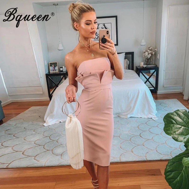 Bqueen 2020 модное сексуальное однотонное женское платье с открытыми плечами и