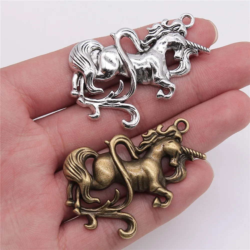 

Wholesale 20pcs/bag Lucky Horse Charm For Jewelry Making 48x34mm Antique Silver Color Antique Bronze Color Accessories