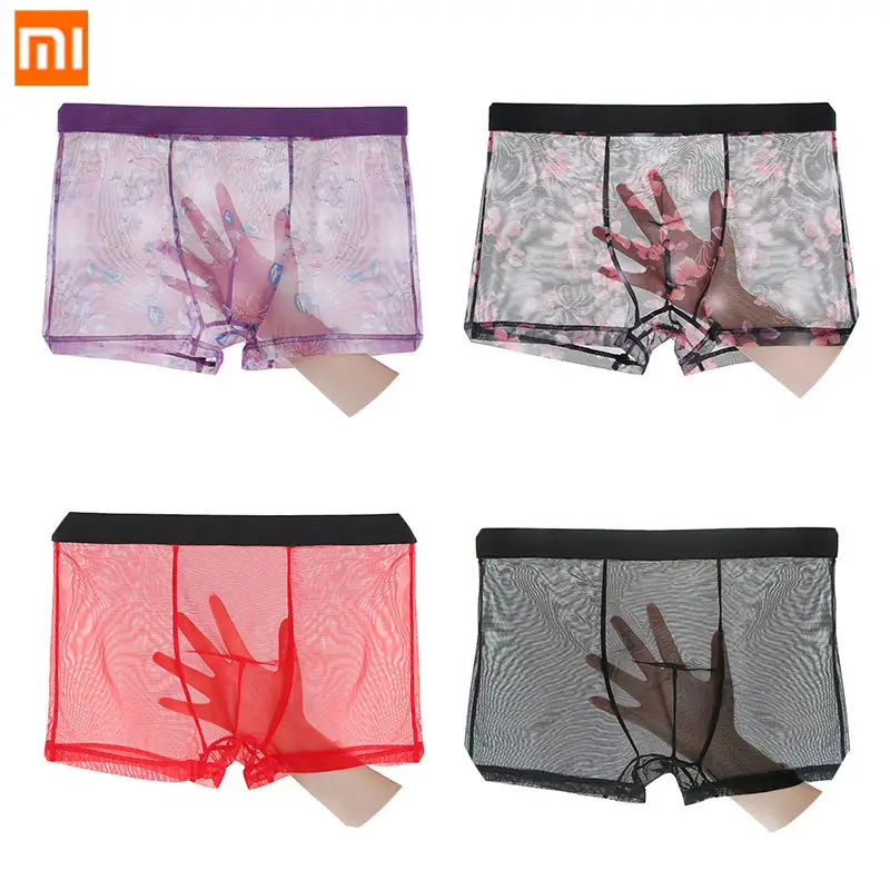 4 шт., Xiaomi Mijia ice silk, сексуальное нижнее белье для мужчин, прозрачные, удобные, дышащие, модные, ультра-тонкие, боксеры, трусы