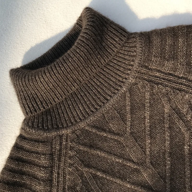Свитер mujer moda женский осенне-зимний толстый теплый пуловер с высоким воротом кашемировый свитер из яка твист свитер damski