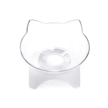 

Non-slip Cat Bowls With Raised Stand Transparent AS Material Double with Protection Cervical Transparent Feeding Supplies