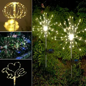 

Outdoor LED Solar Fireworks Lights 90 LEDs Waterproof Decoration Garden Patio String Flash Light Christmas For Lawn Holiday I5D8