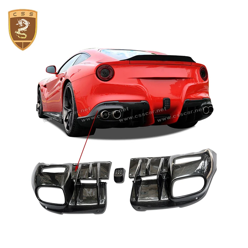 

CSS Design Black 3K Twill Carbon Fiber Rear Bumper Diffuser Lips for Ferrari F12 Berlinetta DMC Style Back Bumper Auto Body Part