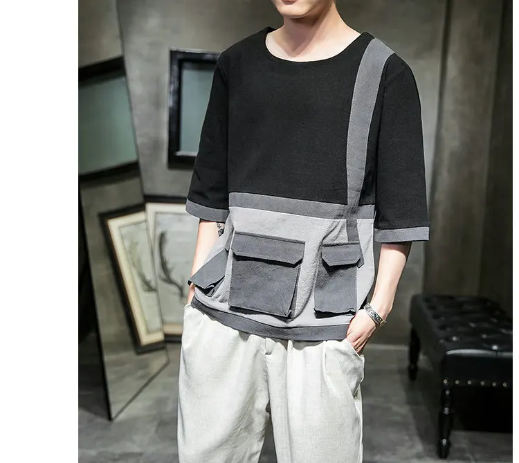 Летние мужские футболки в стиле хип-хоп, красивая Мужская Уличная одежда в стиле Харадзюку, японские повседневные футболки, модные мужские футболки из хлопка и льна, больше размеров