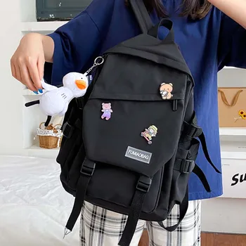 

HOCODO New Trend Women Backpack Unisex Fashion Shoulder Bags College School Bag For Teenage Girls Oblique Zipper Pocket Bookbag