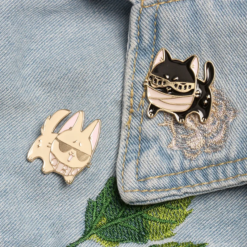 2 Pin мультфильм милые солнцезащитные очки кошка броши в форме собаки для женщин забавная брошь с животными Эмаль Булавка ювелирные изделия одежда рюкзак Bst значок