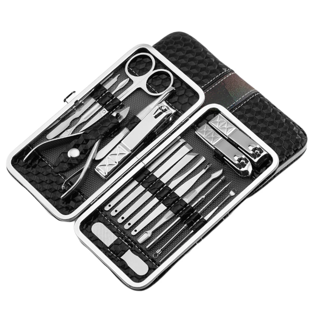 Высокое качество 21/18PcsMultifunction Нержавеющая сталь кусачки для ногтей комплект маникюр, щипцы для кутикулы набор педикюра ногтей, для маникюра с Чехол