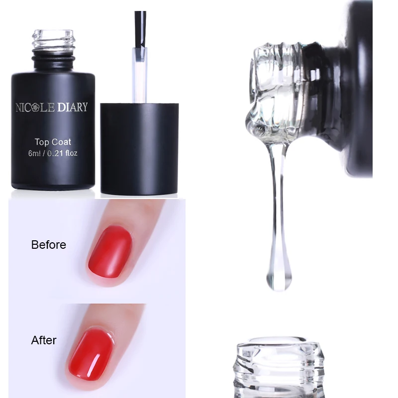 Top Coat NICOLE DIARY 54 цвета лак для ногтей Зеленый Фиолетовый Блеск жемчужины для дизайна ногтей лак на водной основе маникюр лак для ногтей 6 мл - Цвет: Top Coat