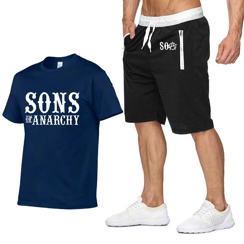 SOA Sons of Anarchy, футболки, штаны, костюм, спортивная одежда, летняя мужская футболка, SAMCRO, высокое качество, хлопок, хип-хоп, Harajuku, короткий рукав - Цвет: 805